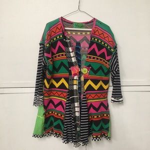 Mona Art to Wear Chevron Print Long Cardigan